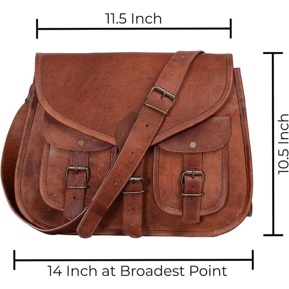Women Brown Crossbody Satchel Ladies Tote Travel Genuine Leather Shoulder Bag - Picture 7 of 9